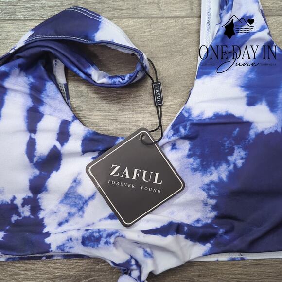 Zaful Tie Dye Knot Crop Bikini Swimsuit Size M - Picture 3 of 6